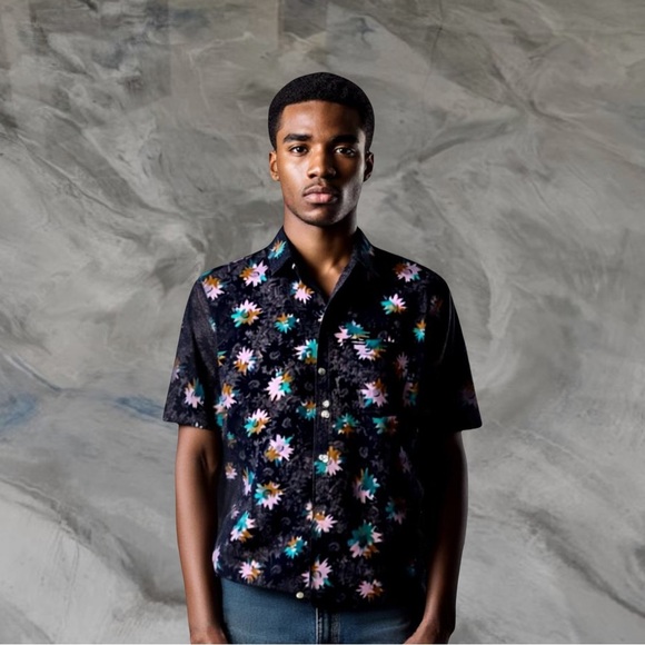 NWT Volcom Modern Fit All Over Print Pattern Button-Up Shirt Men - Picture 2 of 7